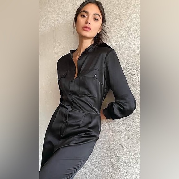 ANINE BING x Helena Christensen Rosalie jumpsuit - XS, 100% black silk - Picture 1 of 12